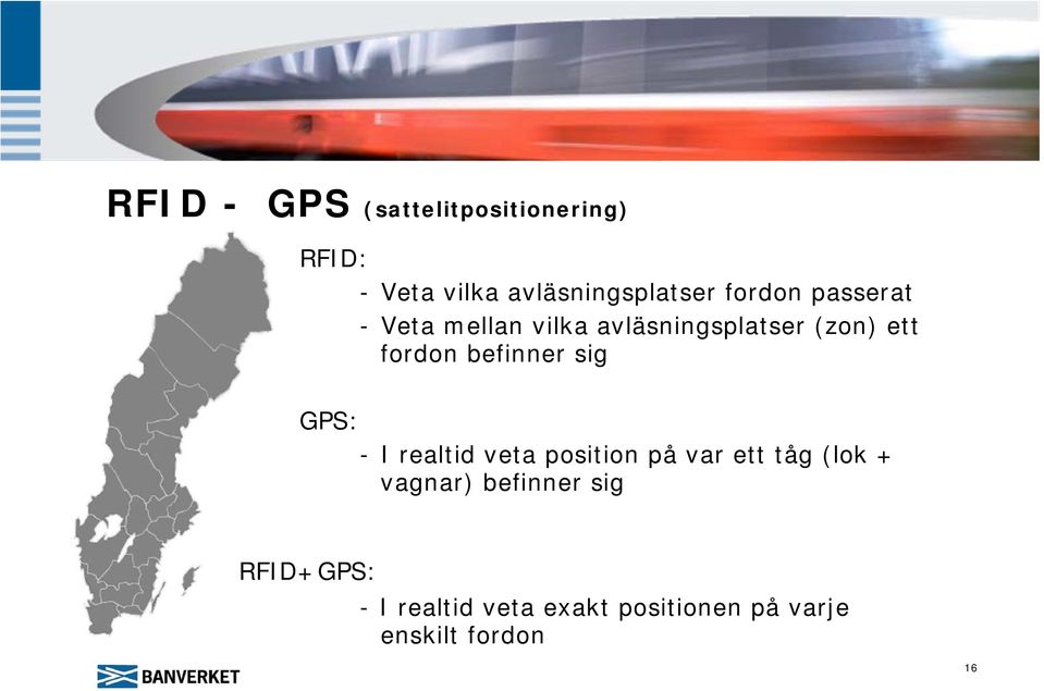 befinner sig GPS: - I realtid veta position på var ett tåg (lok + vagnar)