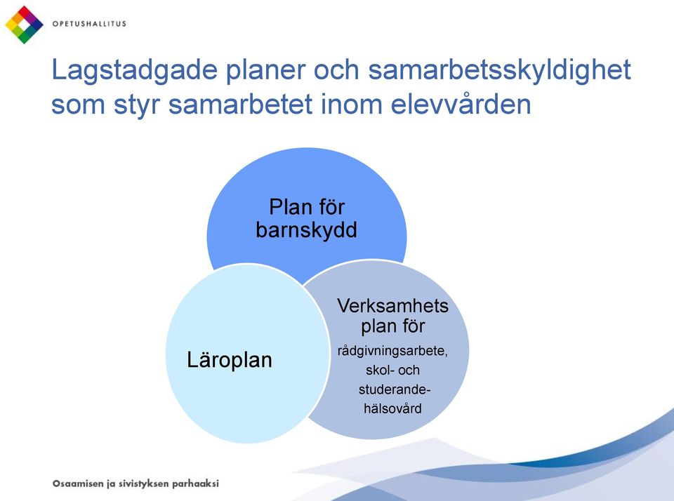 för barnskydd Verksamhets plan för Läroplan