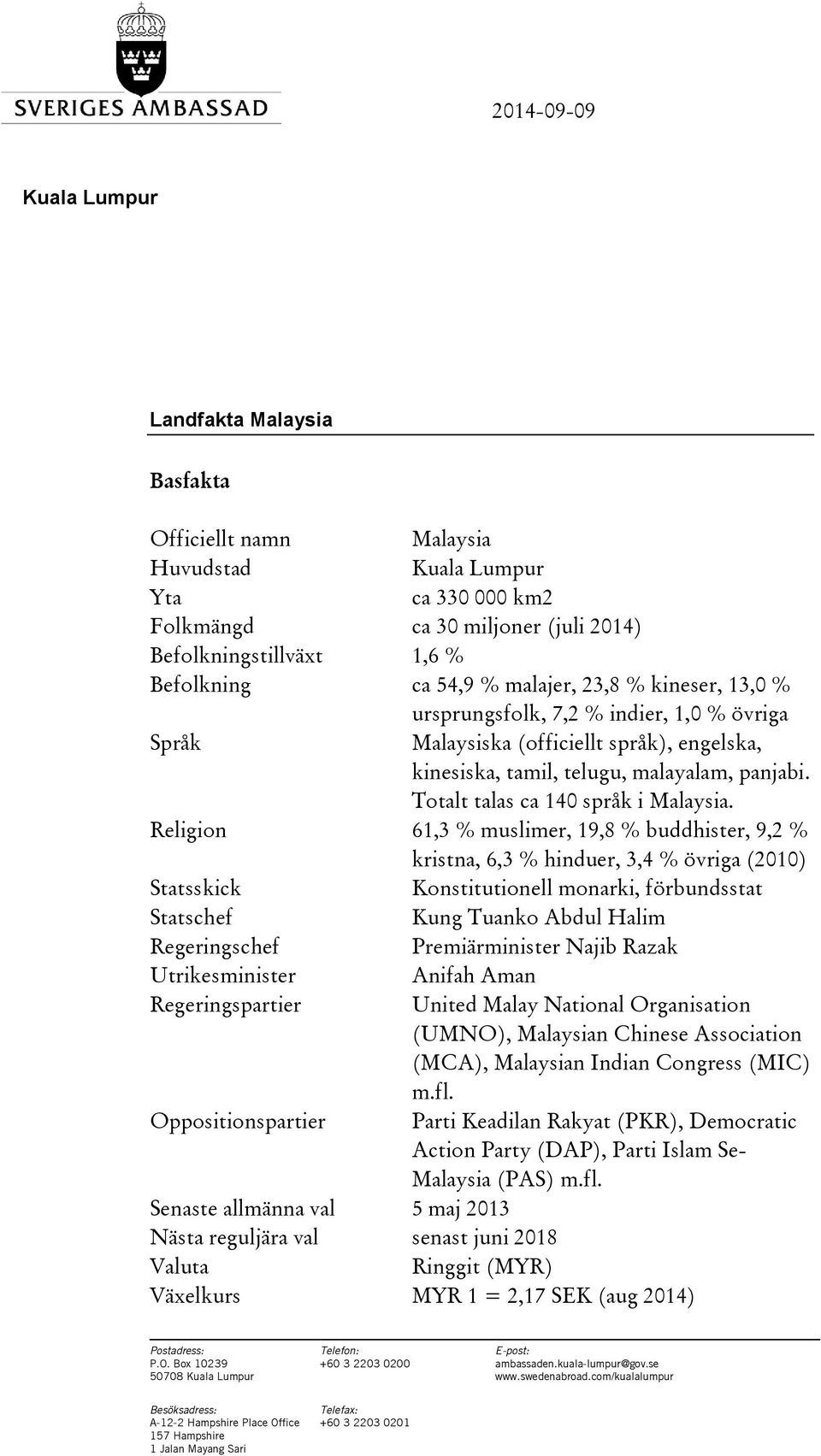 Totalt talas ca 140 språk i Malaysia.