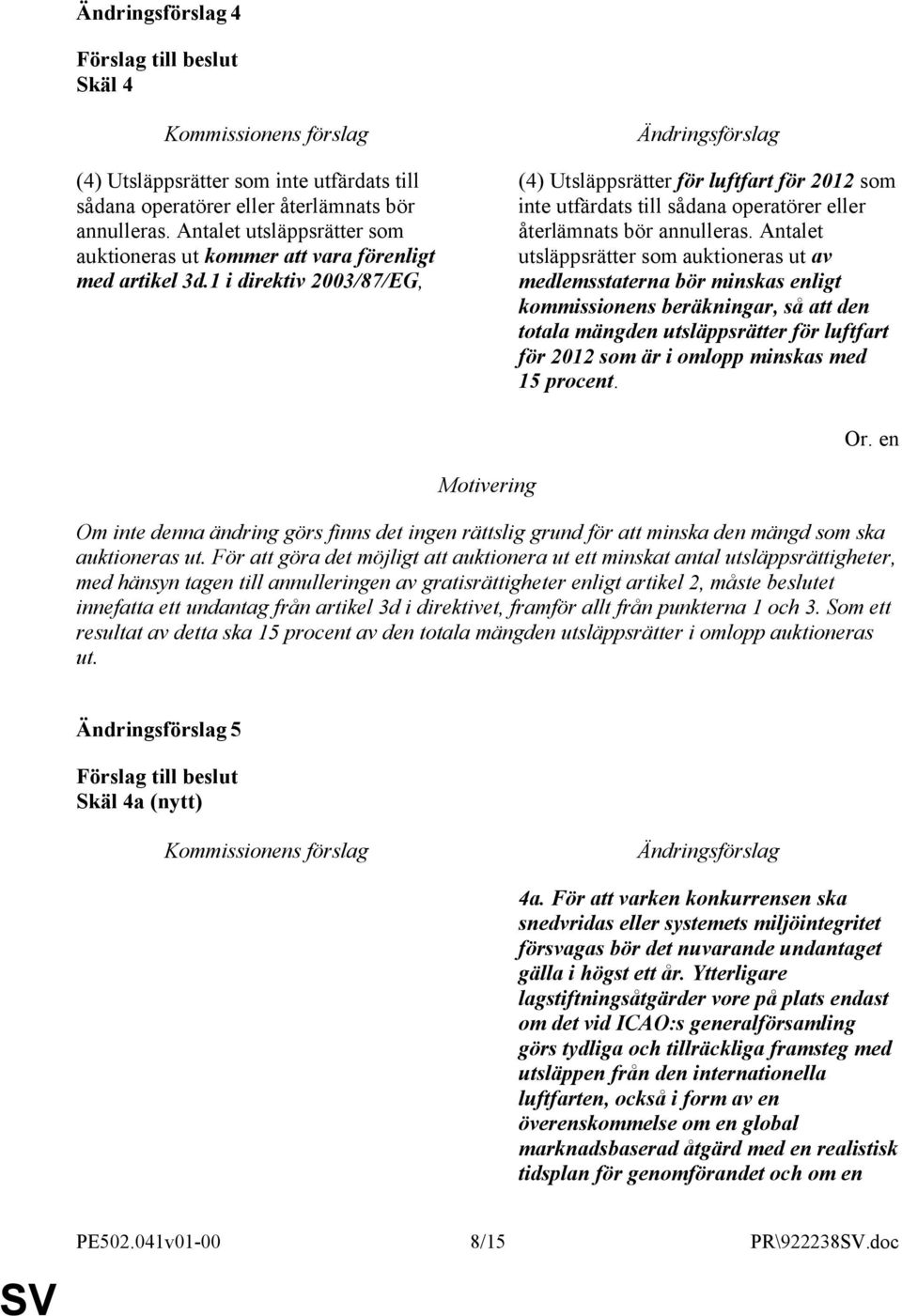 1 i direktiv 2003/87/EG, Ändringsförslag (4) Utsläppsrätter för luftfart för 2012 som inte utfärdats till sådana operatörer eller återlämnats bör annulleras.