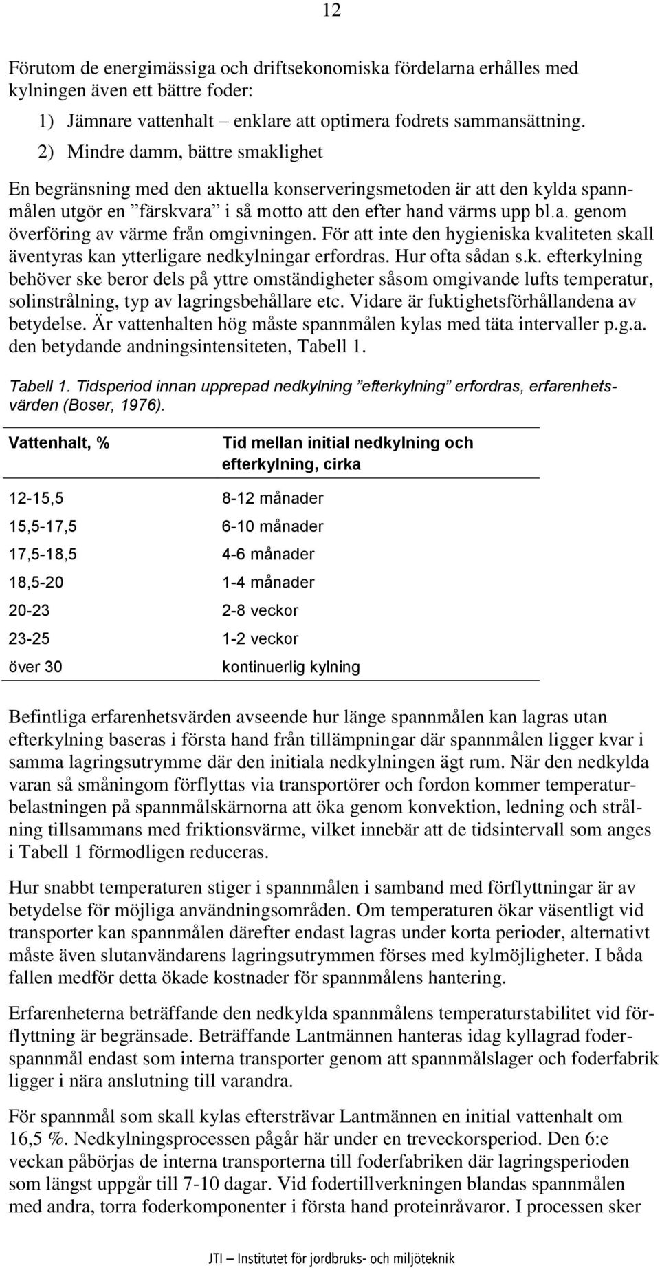 För att inte den hygieniska kvaliteten skall äventyras kan ytterligare nedkylningar erfordras. Hur ofta sådan s.k. efterkylning behöver ske beror dels på yttre omständigheter såsom omgivande lufts temperatur, solinstrålning, typ av lagringsbehållare etc.