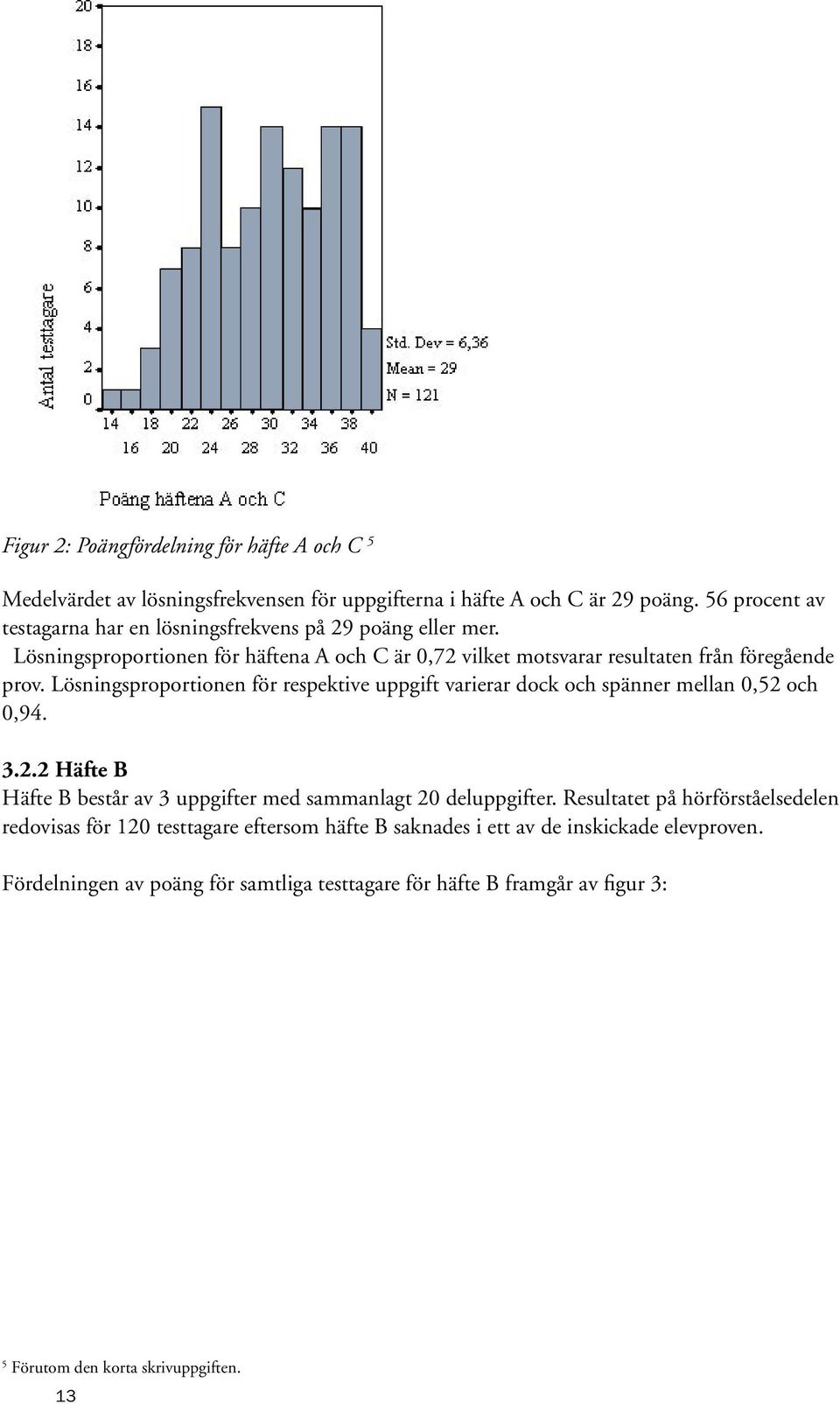 Lösningsproportionen för respektive uppgift varierar dock och spänner mellan 0,52 och 0,94. 3.2.2 Häfte B Häfte B består av 3 uppgifter med sammanlagt 20 deluppgifter.