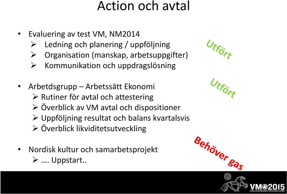 Rutiner för avtal och attestering Överblick av VM avtal och dispositioner Uppföljning resultat