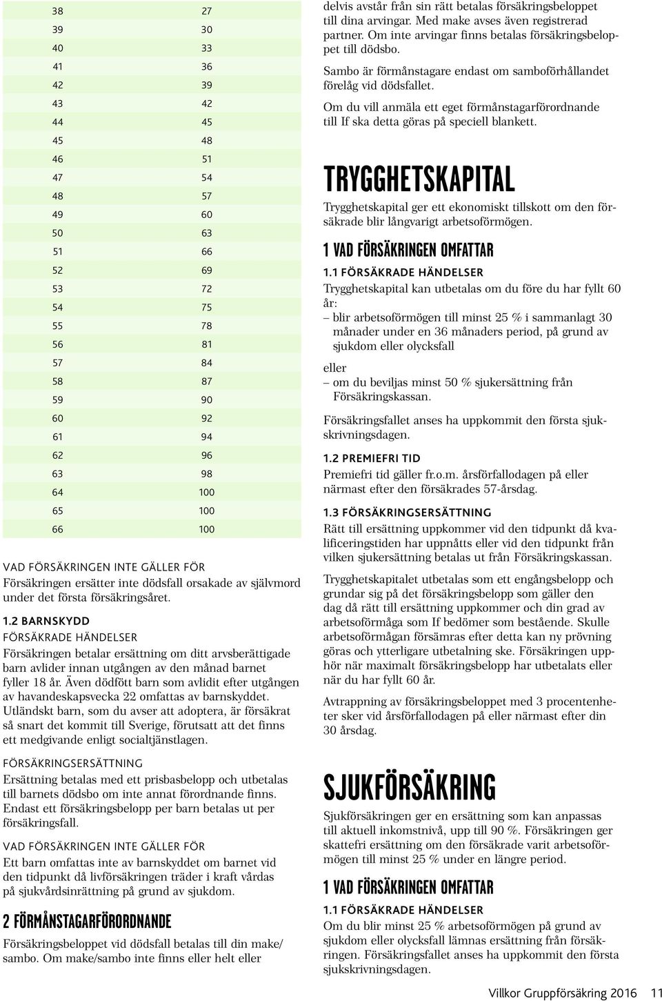 2 BARNSKYDD Försäkringen betalar ersättning om ditt arvsberättigade barn avlider innan utgången av den månad barnet fyller 18 år.