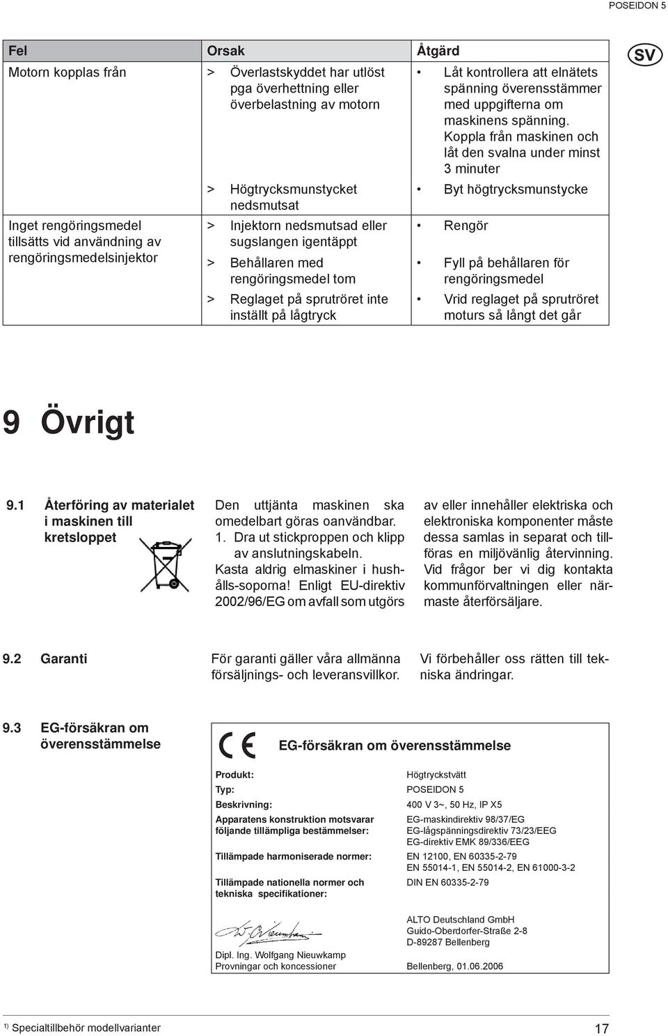 spänning överensstämmer med uppgifterna om maskinens spänning.