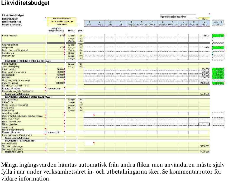 själv fylla i när under verksamhetsåret in- och