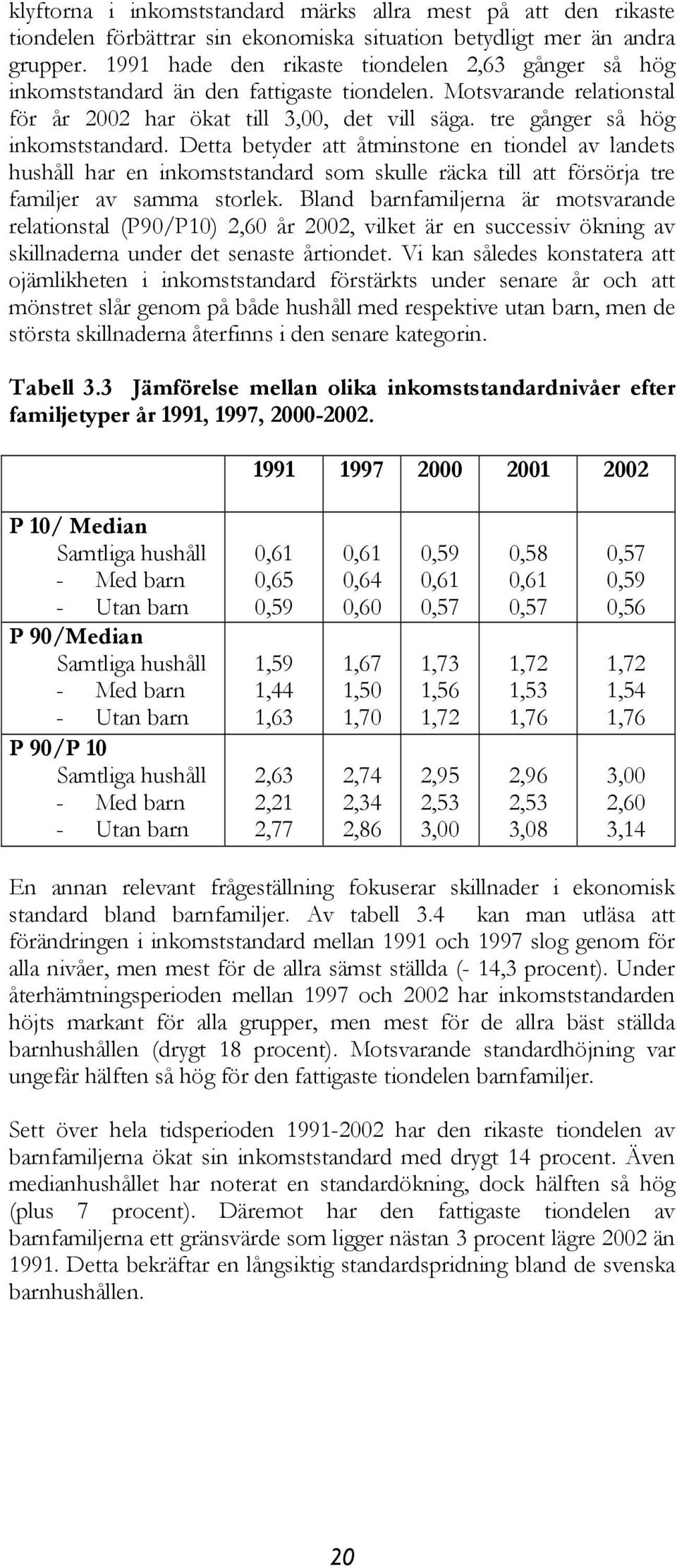 tre gånger så hög inkomststandard. Detta betyder att åtminstone en tiondel av landets hushåll har en inkomststandard som skulle räcka till att försörja tre familjer av samma storlek.