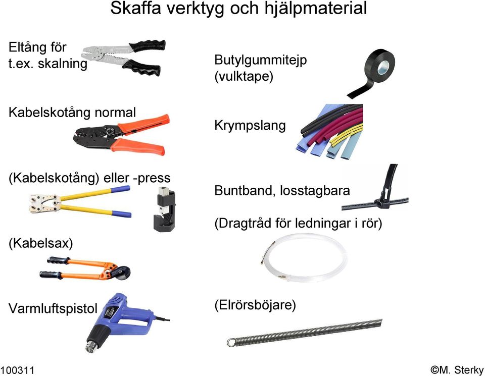 Krympslang (Kabelskotång) eller -press (Kabelsax) Buntband,