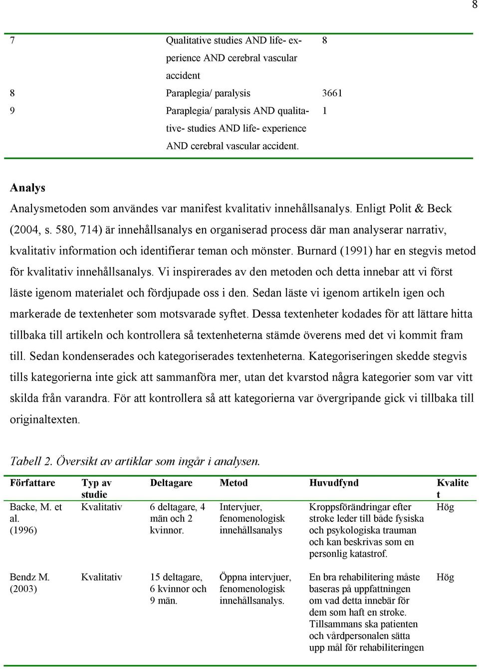 580, 714) är innehållsanalys en organiserad process där man analyserar narrativ, kvalitativ information och identifierar teman och mönster.