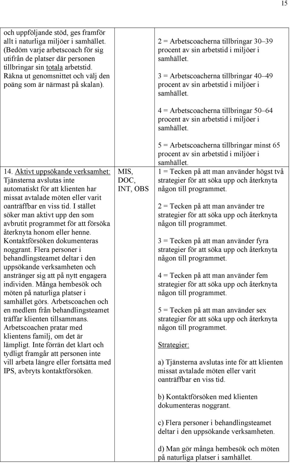 3 = Arbetscoacherna tillbringar 40 49 procent av sin arbetstid i miljöer i samhället. 14.