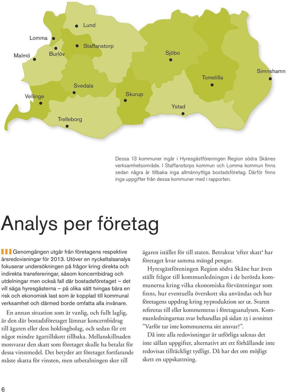 Analys per företag Genomgången utgår från företagens respektive årsredovisningar för 2013.