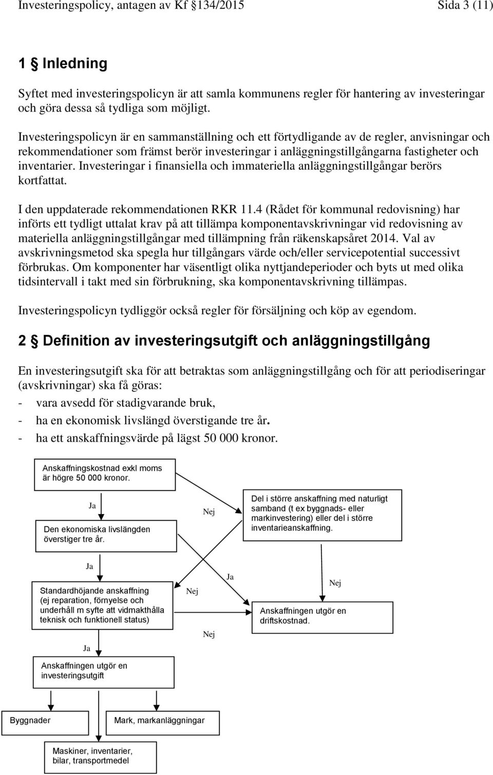 Investeringar i finansiella och immateriella anläggningstillgångar berörs kortfattat. I den uppdaterade rekommendationen RKR 11.