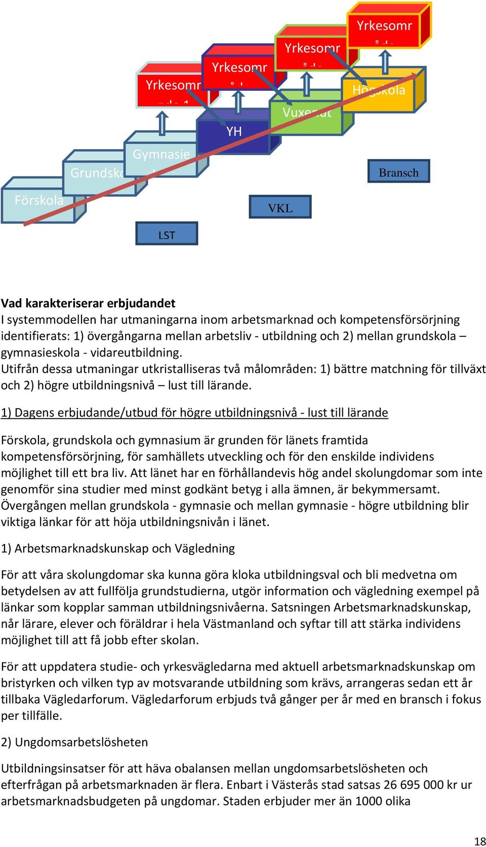 Utifrån dessa utmaningar utkristalliseras två målområden: 1) bättre matchning för tillväxt och 2) högre utbildningsnivå lust till lärande.