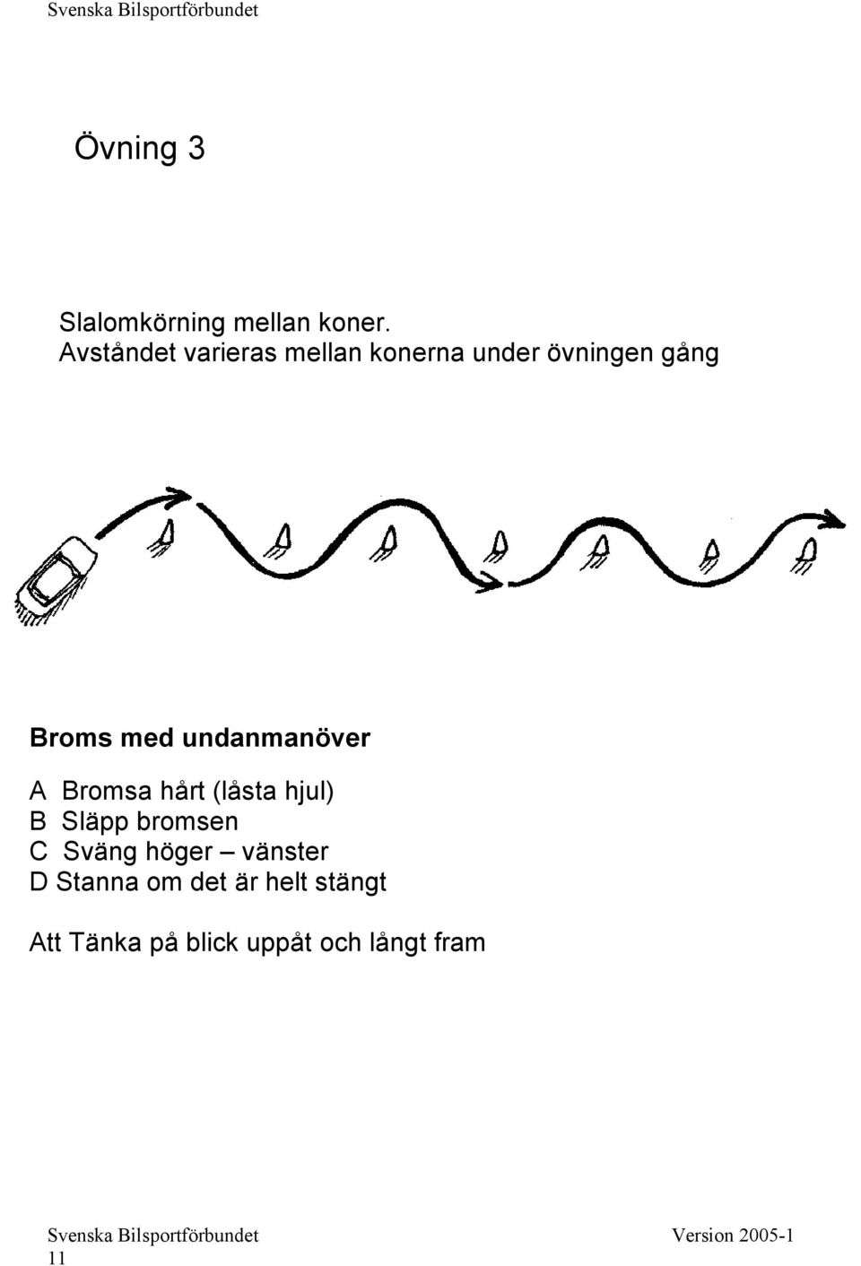 med undanmanöver A Bromsa hårt (låsta hjul) B Släpp bromsen C