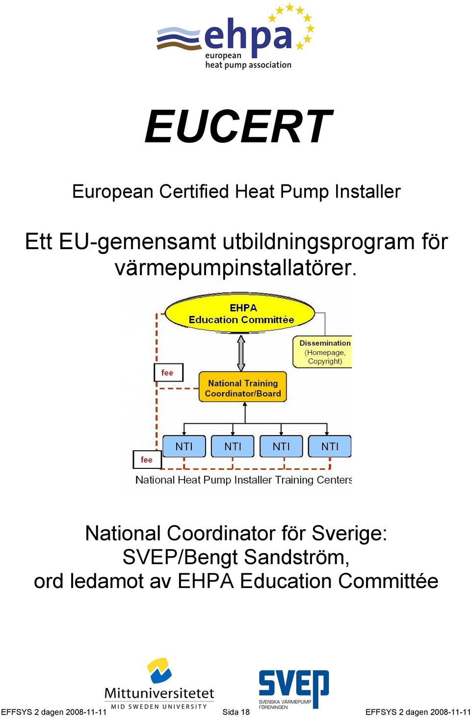 National Coordinator för Sverige: SVEP/Bengt Sandström, ord