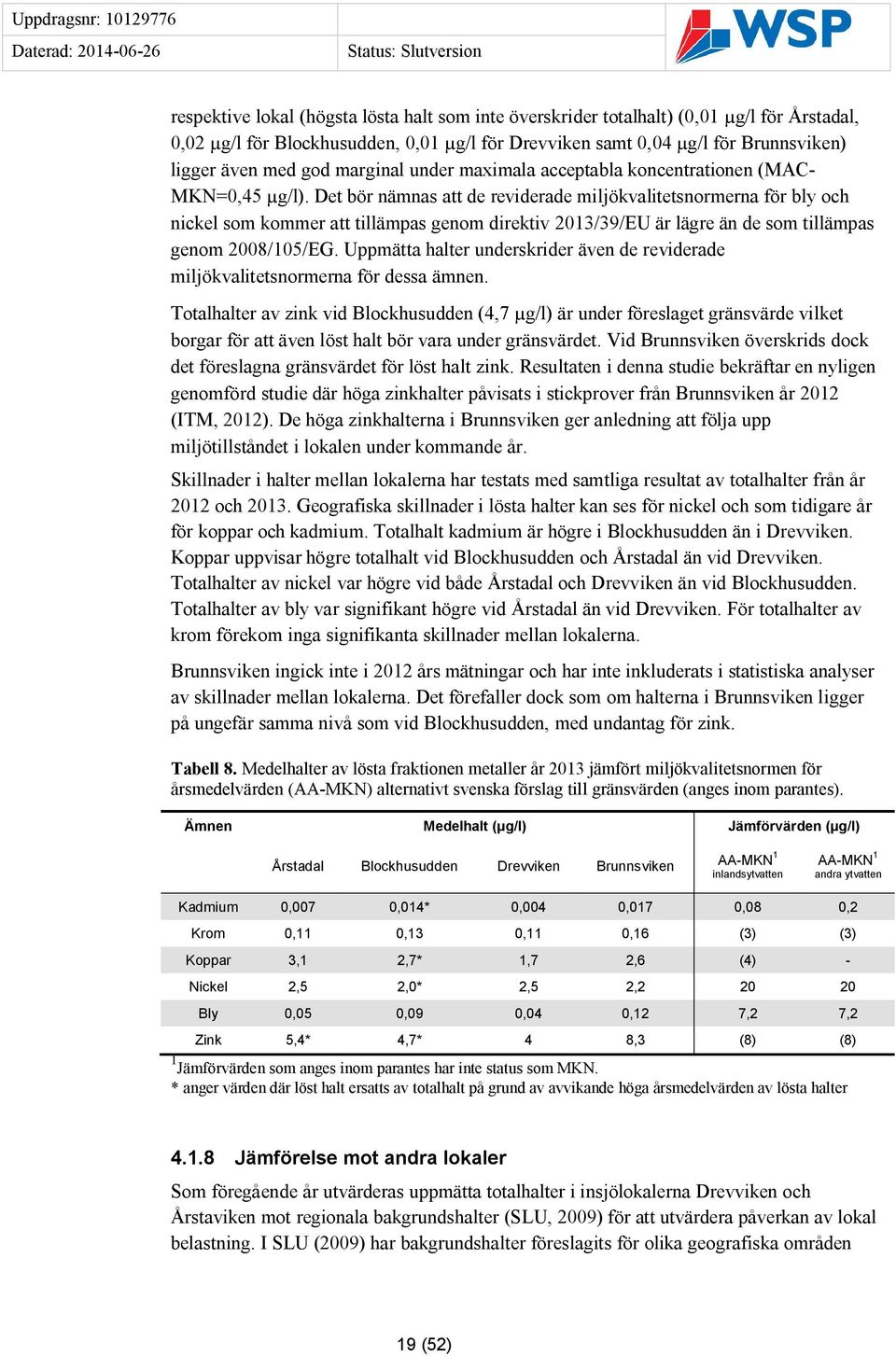 Det bör nämnas att de reviderade miljökvalitetsnormerna för bly och nickel som kommer att tillämpas genom direktiv 2013/39/EU är lägre än de som tillämpas genom 2008/105/EG.