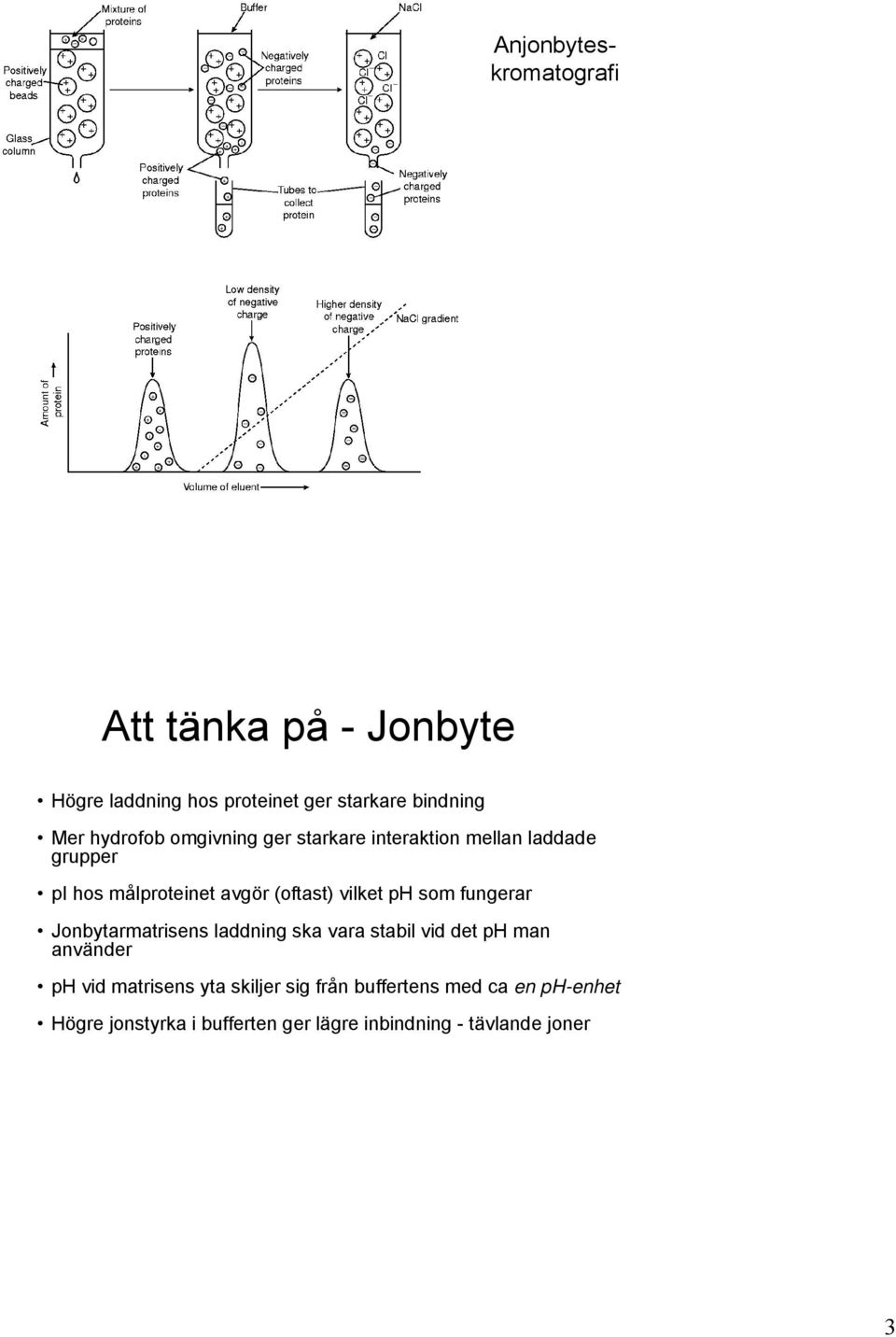 vilket ph som fungerar Jonbytarmatrisens laddning ska vara stabil vid det ph man använder ph vid matrisens