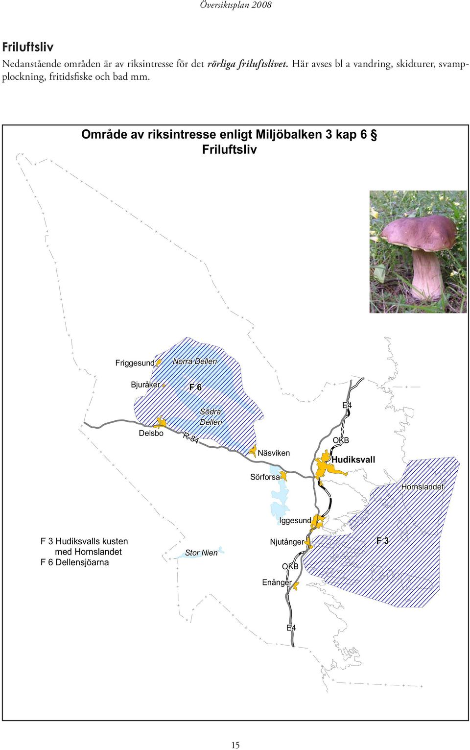 Område av riksintresse enligt Miljöbalken 3 kap 6 Friluftsliv Friggesund Norra Dellen F 6