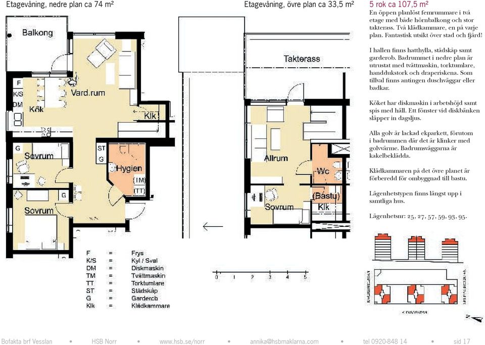 Badrummet i nedre plan är utrustat med tvättmaskin, torktumlare, handdukstork och draperiskena. Som tillval finns antingen duschväggar eller badkar.