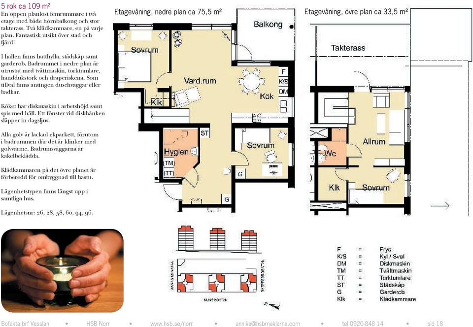 Badrummet i nedre plan är utrustat med tvättmaskin, torktumlare, handdukstork och draperiskena. Som tillval finns antingen duschväggar eller badkar.