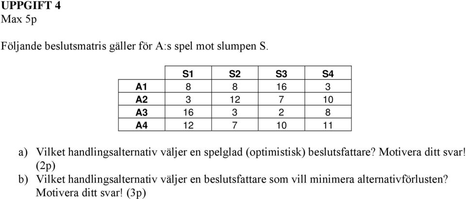 spelglad (optimistisk) beslutsfattare? Motivera ditt svar!