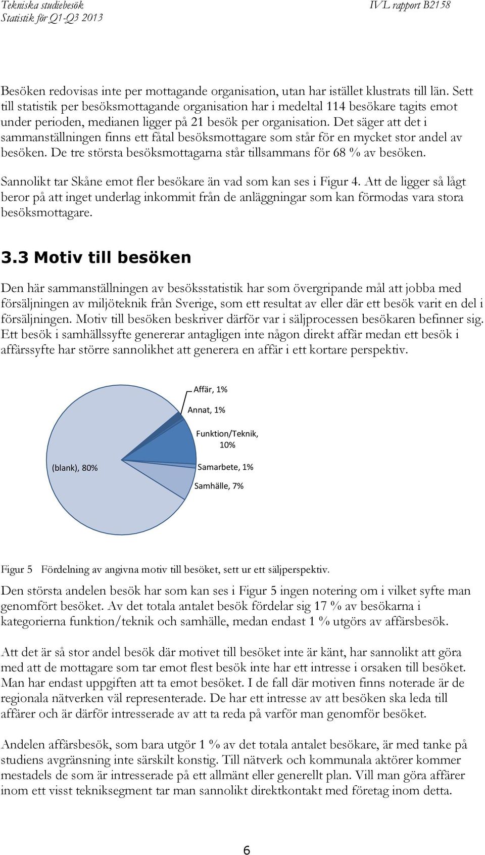 Det säger att det i sammanställningen finns ett fåtal besöksmottagare som står för en mycket stor andel av besöken. De tre största besöksmottagarna står tillsammans för 68 % av besöken.