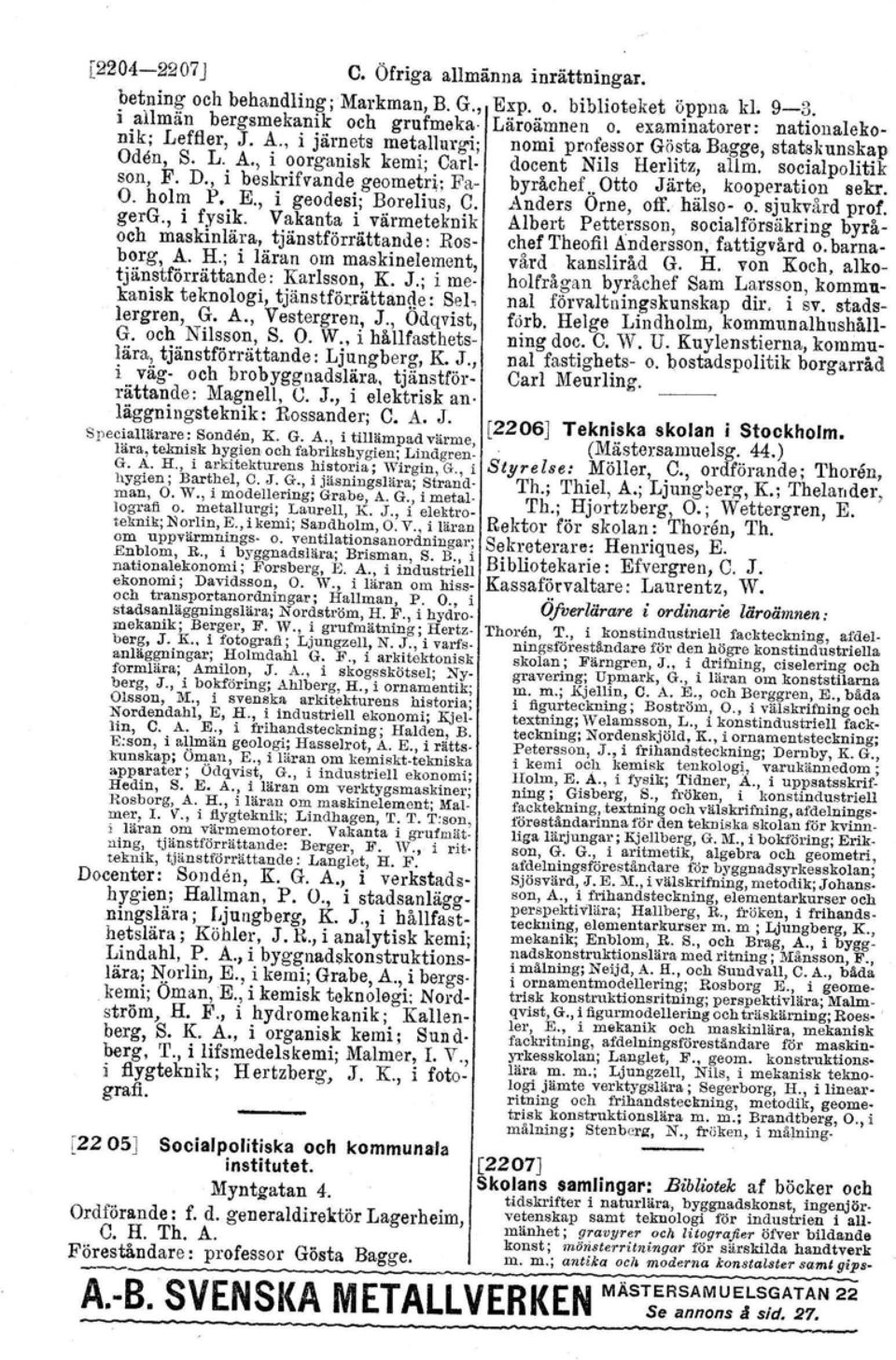 D., i beskrifvande geometri, Fa- byråchef..otto Järte, koope~'atiop sekr. O. holm P. E., i geodesi; Borelius, C. Anders Orne, off. hälso- o. sjukvård prof. gerg., i fysik.