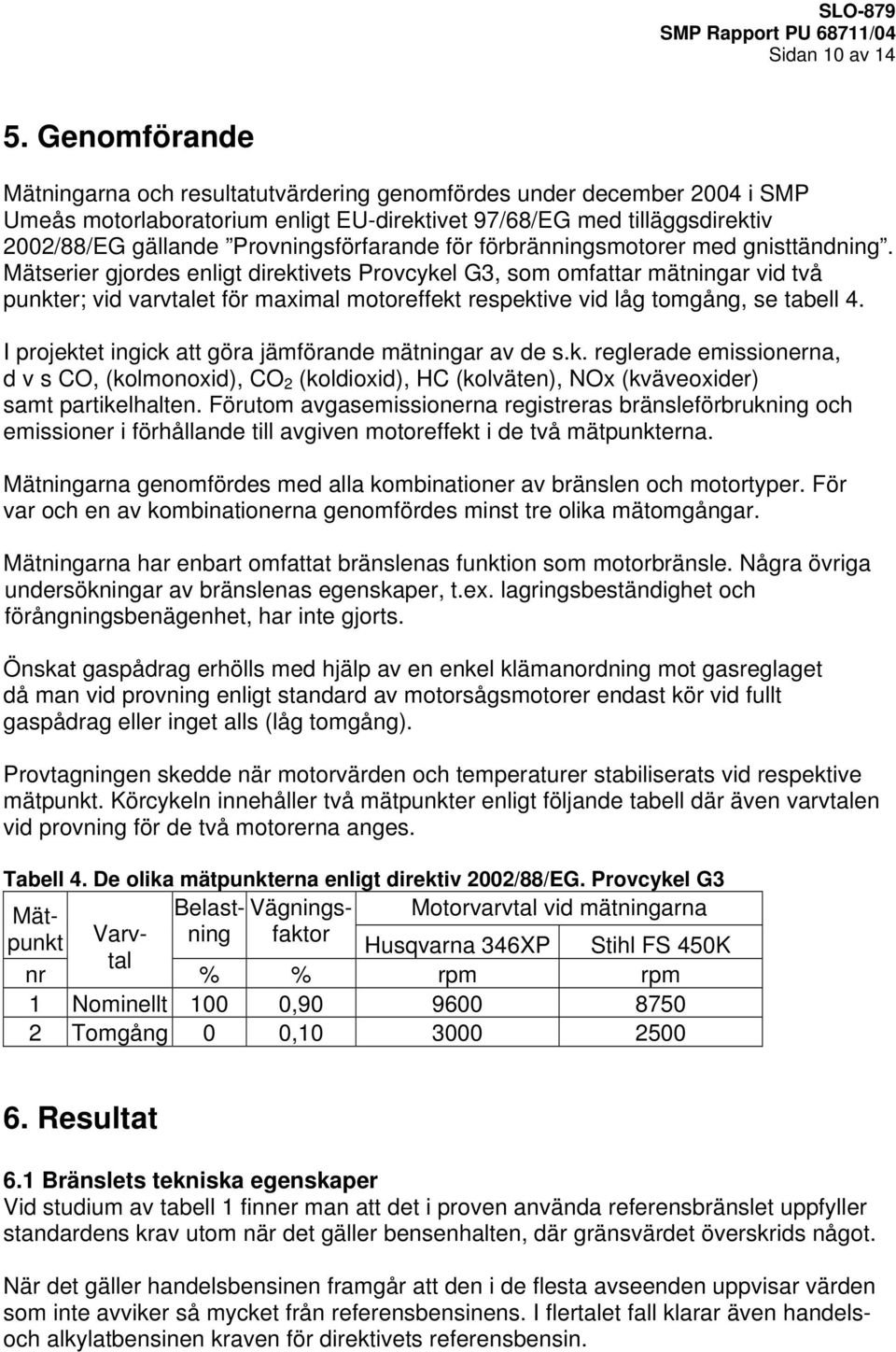 Provningsförfarande för förbränningsmotorer med gnisttändning.