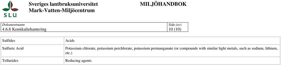 potassium permanganate (or compounds with similar