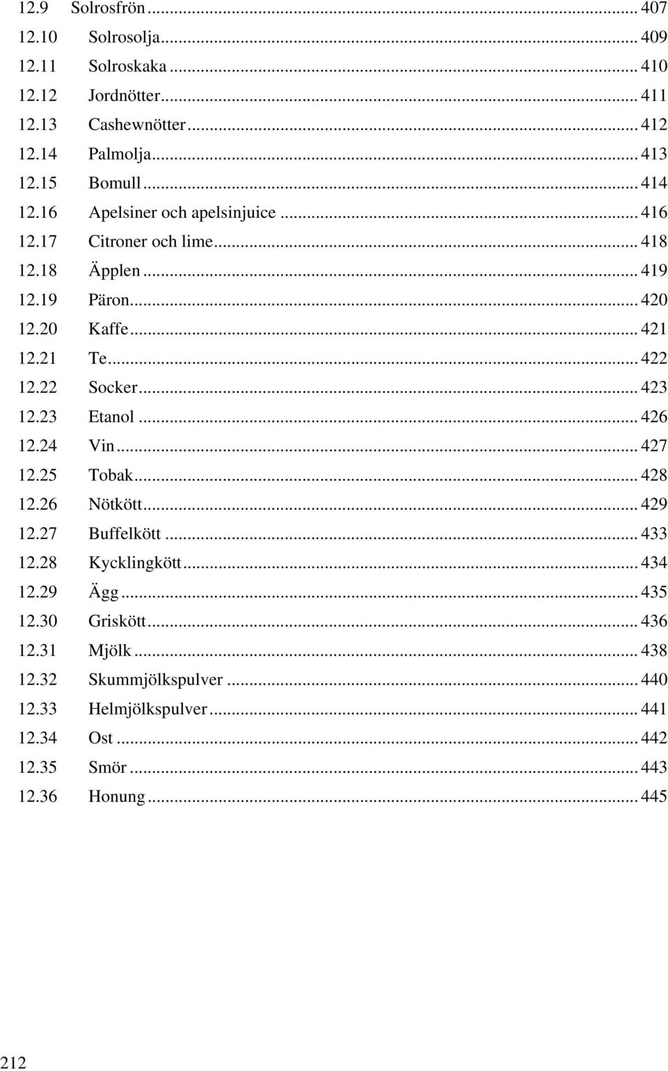 22 Socker... 423 12.23 Etanol... 426 12.24 Vin... 427 12.25 Tobak... 428 12.26 Nötkött... 429 12.27 Buffelkött... 433 12.28 Kycklingkött... 434 12.29 Ägg.