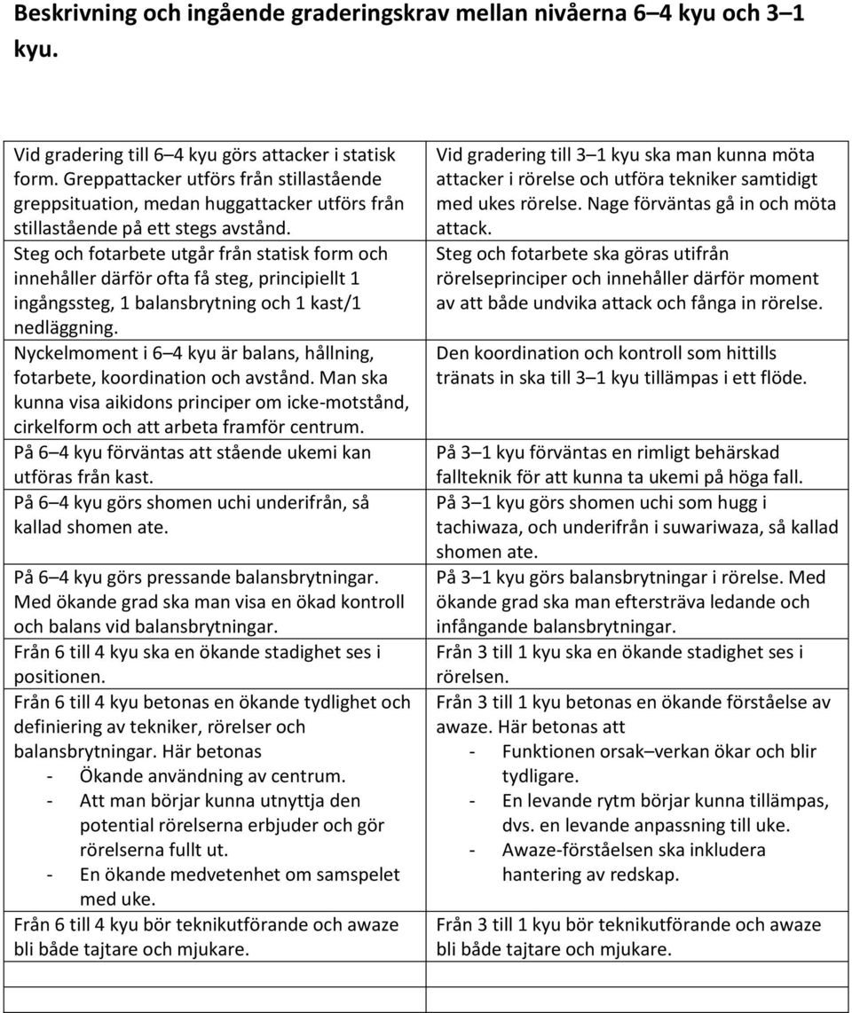 Steg och fotarbete utgår från statisk form och innehåller därför ofta få steg, principiellt 1 ingångssteg, 1 balansbrytning och 1 kast/1 nedläggning.