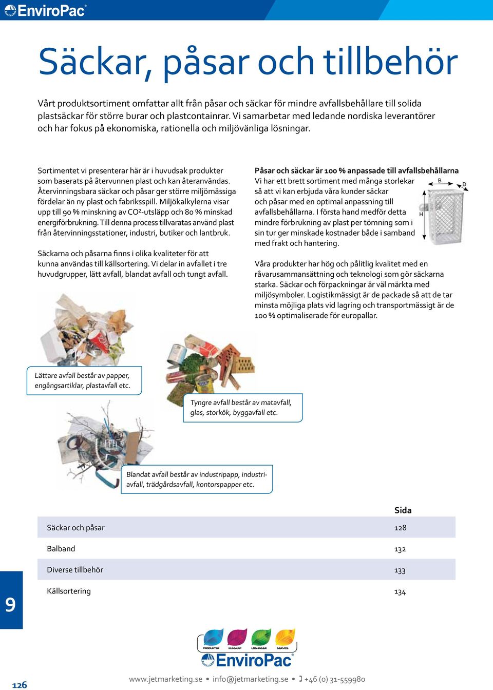 Sortimentet vi presenterar här är i huvudsak produkter som baserats på återvunnen plast och kan återanvändas.