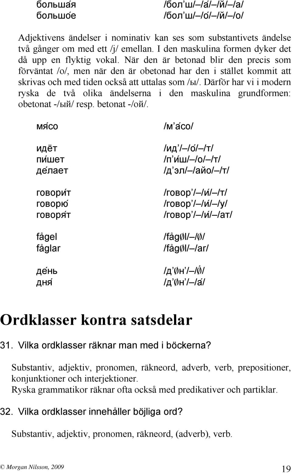 När den är betonad blir den precis som förväntat /o/, men när den är obetonad har den i stället kommit att skrivas och med tiden också att uttalas som /ы/.