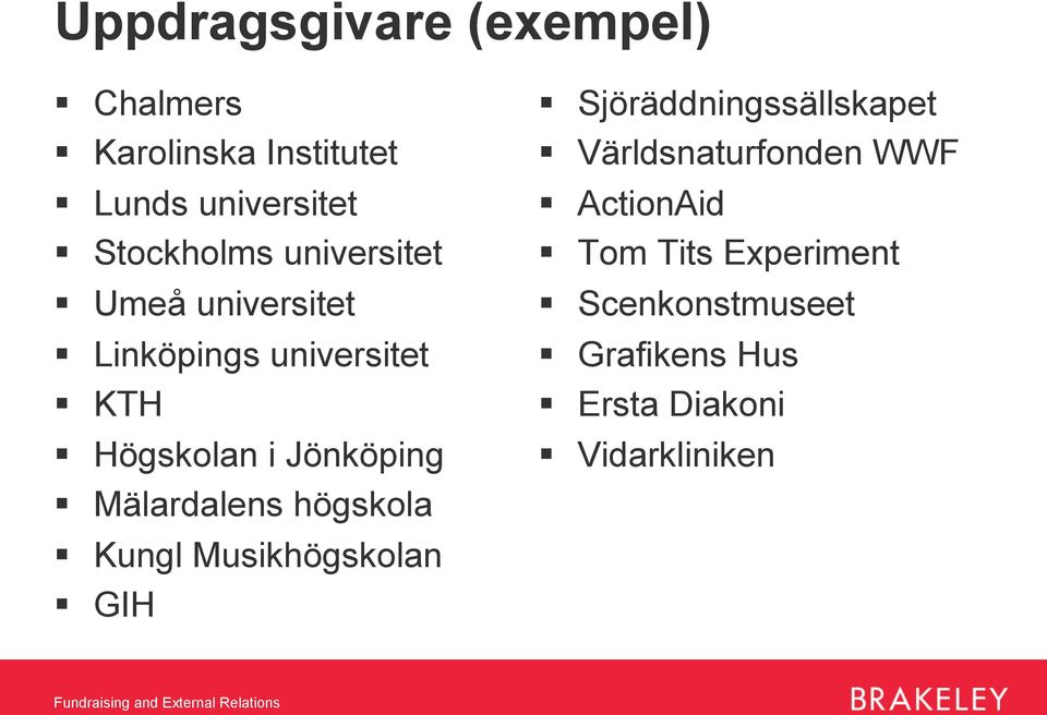 Mälardalens högskola Kungl Musikhögskolan GIH Sjöräddningssällskapet