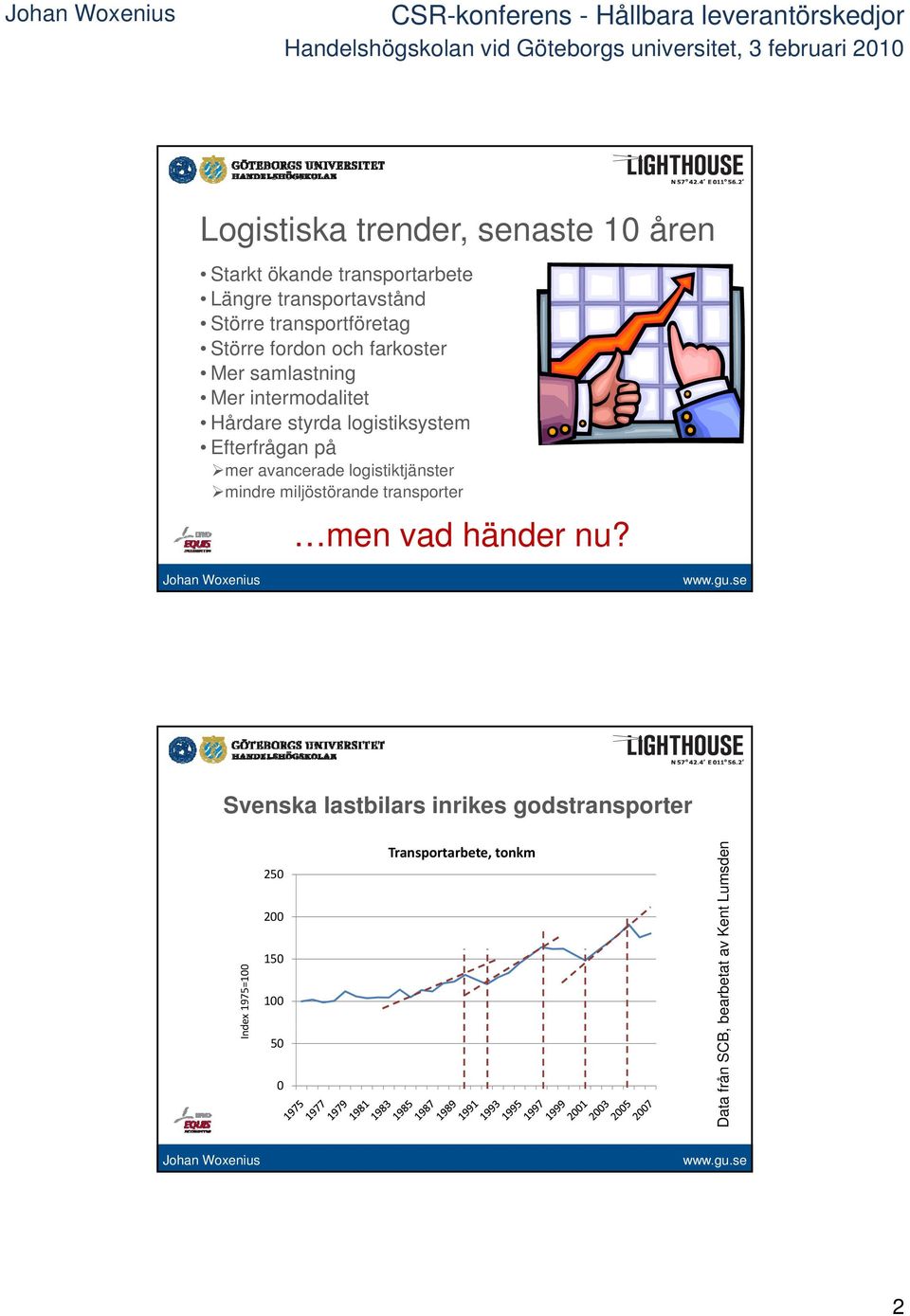 Efterfrågan f på mer avancerade logistiktjänster mindre miljöstörande transporter men vad händer nu?