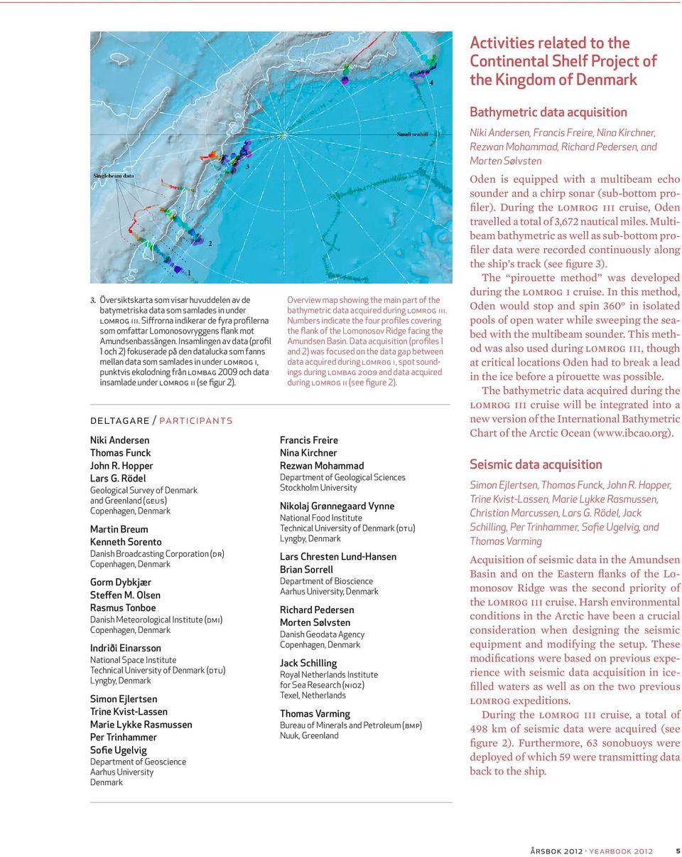 Insamlingen av data (profil 1 och 2) fokuserade på den datalucka som fanns mellan data som samlades in under LOMROG I, punktvis ekolodning från LOMBAG 2009 och data insamlade under LOMROG II (se