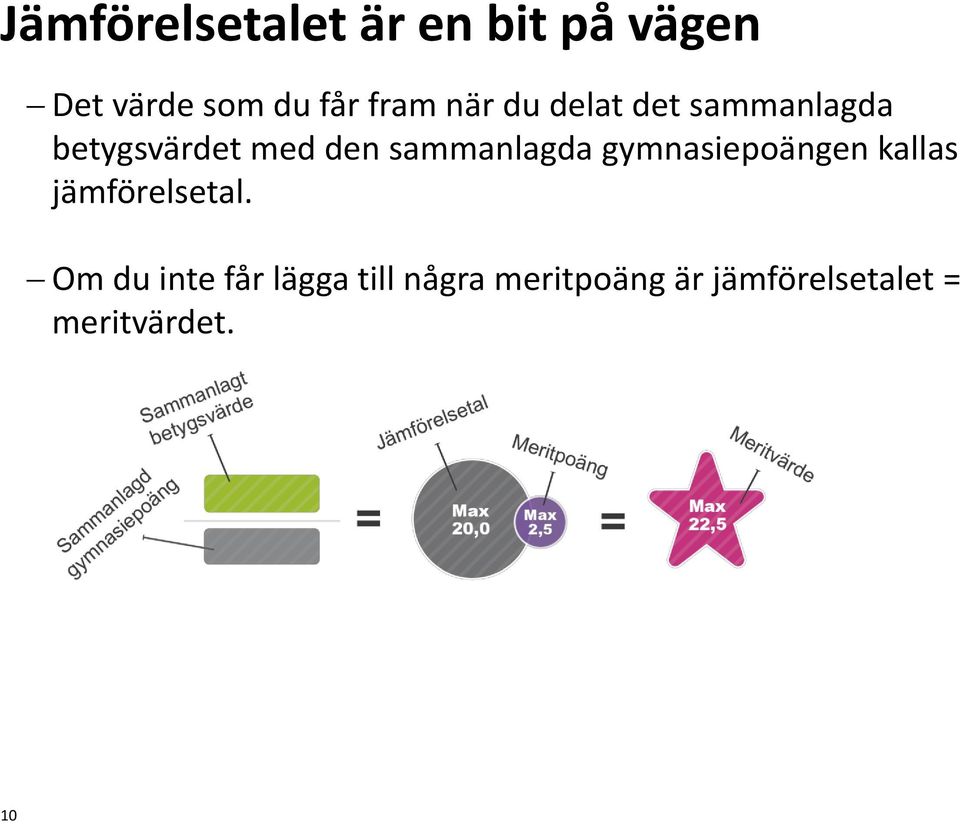 sammanlagda gymnasiepoängen kallas jämförelsetal.