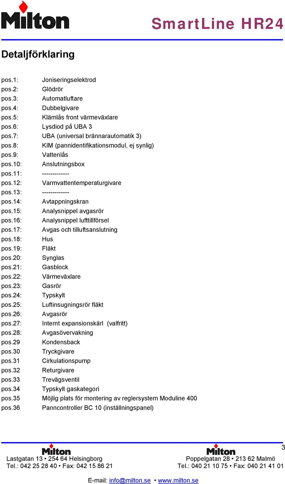 13: ------------- pos.14: Avtappningskran pos.15: Analysnippel avgasrör pos.16: Analysnippel lufttillförsel pos.17: Avgas och tilluftsanslutning pos.18: Hus pos.19: Fläkt pos.20: Synglas pos.