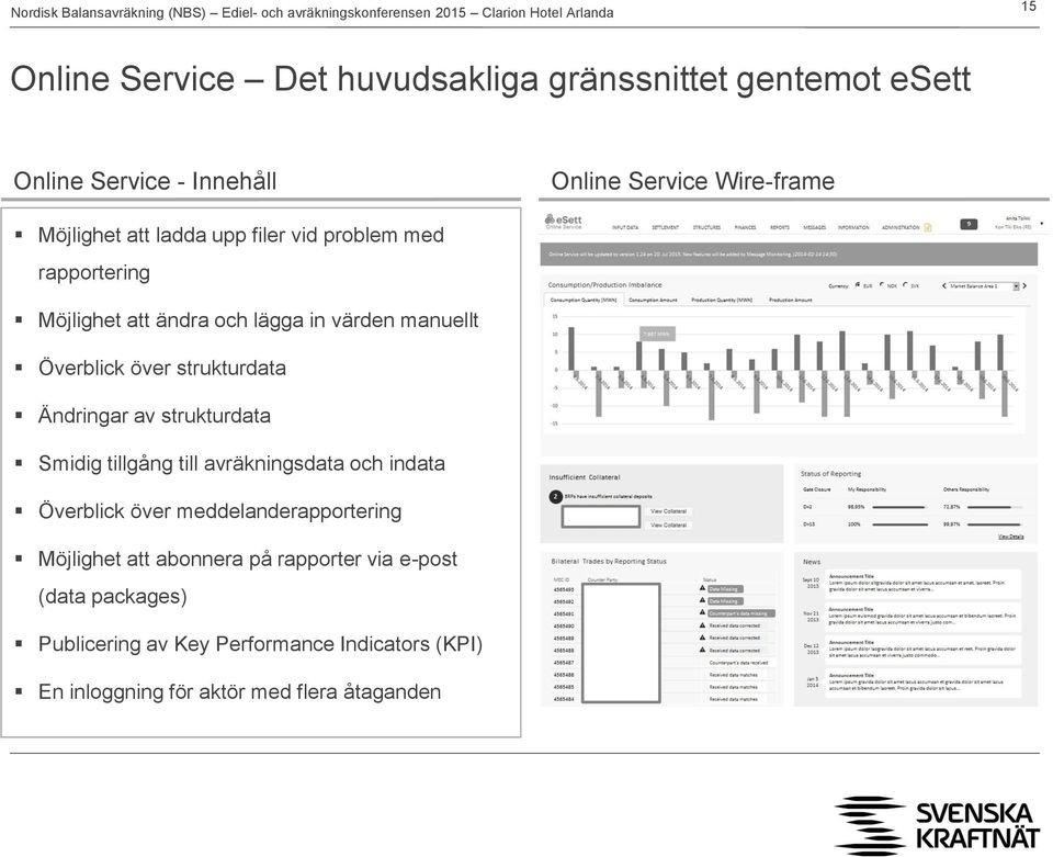 Ändringar av strukturdata Smidig tillgång till avräkningsdata och indata Överblick över meddelanderapportering Möjlighet att