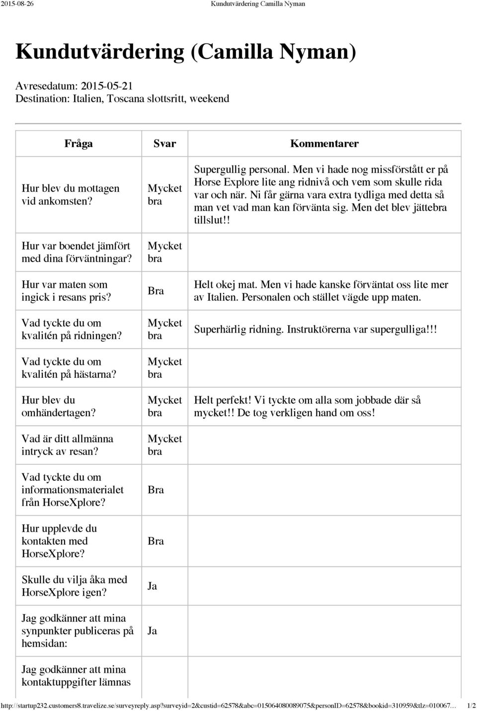 informationsmaterialet från Hur upplevde du kontakten med Skulle du vilja åka med HorseXplore igen?