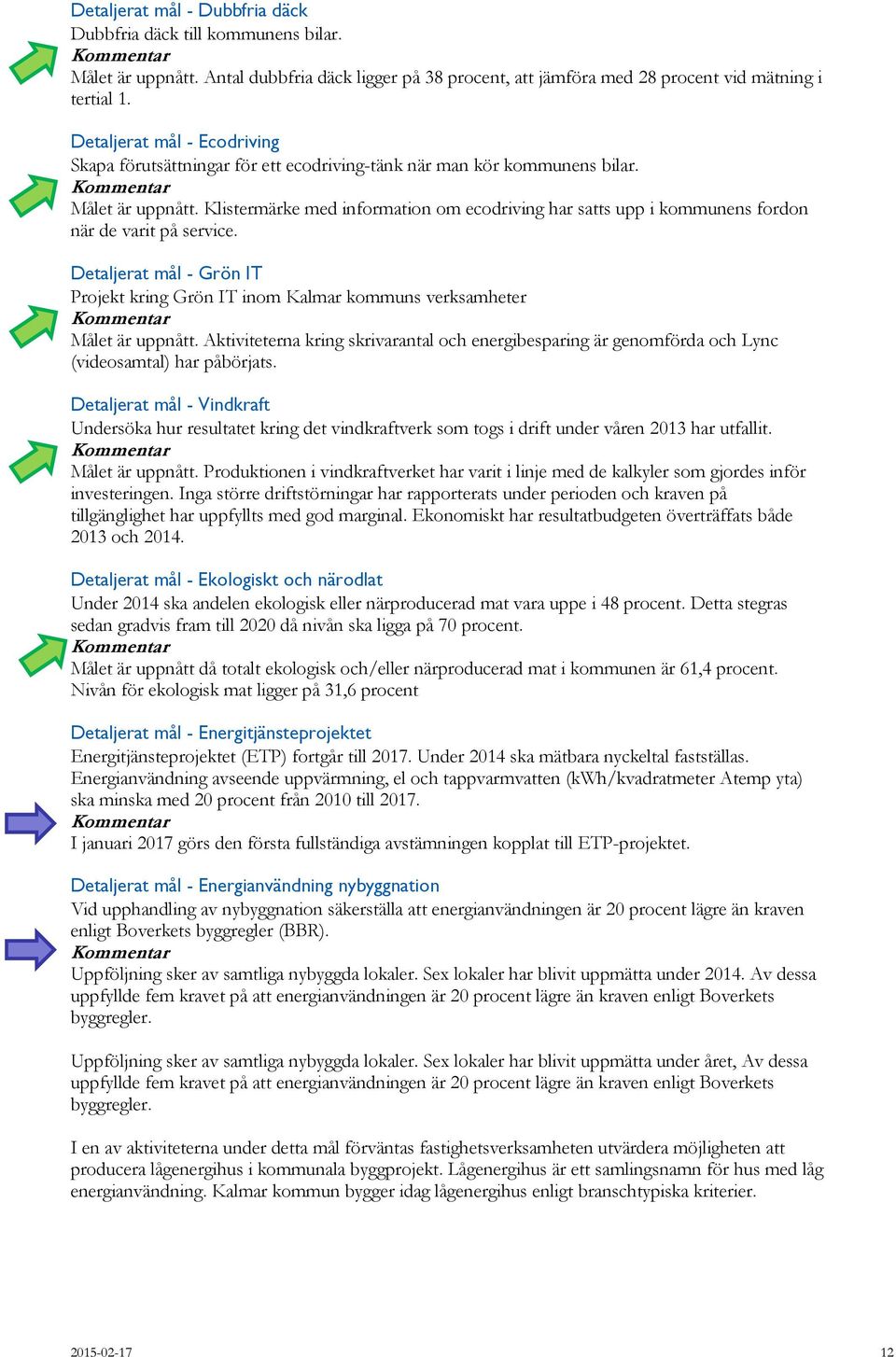 Klistermärke med information om ecodriving har satts upp i kommunens fordon när de varit på service. Detaljerat mål - Grön IT Projekt kring Grön IT inom Kalmar kommuns verksamheter Målet är uppnått.