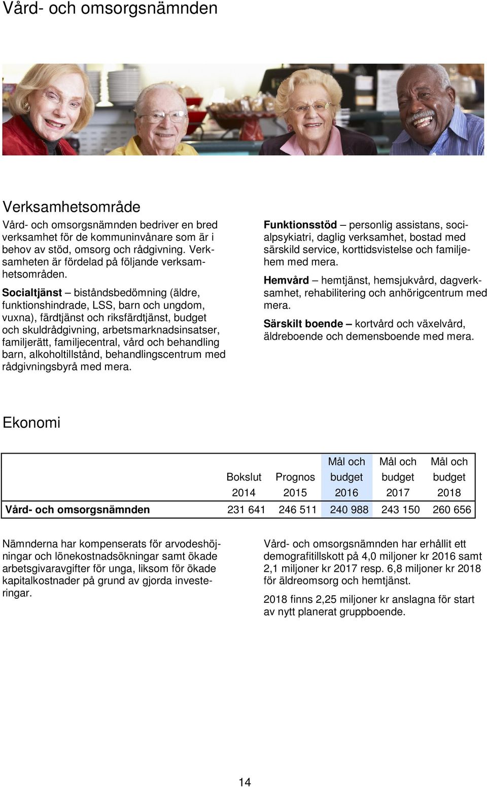 Socialtjänst biståndsbedömning (äldre, funktionshindrade, LSS, barn och ungdom, vuxna), färdtjänst och riksfärdtjänst, budget och skuldrådgivning, arbetsmarknadsinsatser, familjerätt, familjecentral,