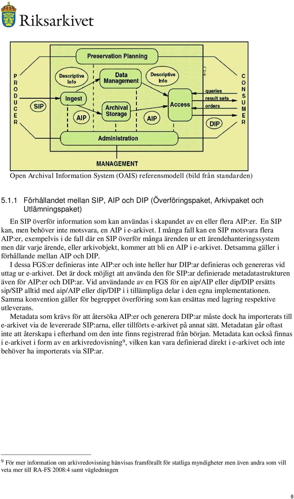 En SIP kan, men behöver inte motsvara, en AIP i e-arkivet.