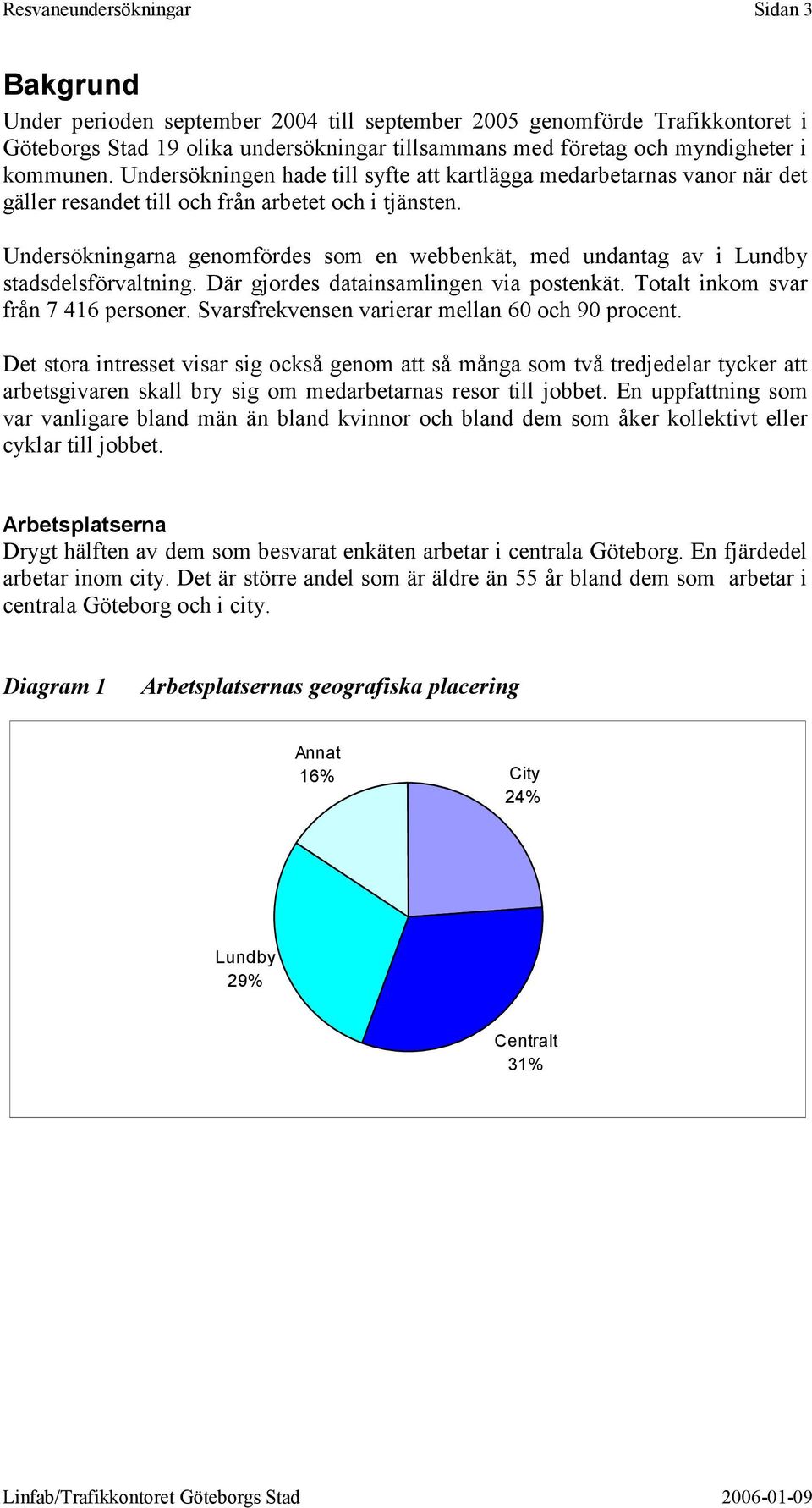 Undersökningarna genomfördes som en webbenkät, med undantag av i Lundby stadsdelsförvaltning. Där gjordes datainsamlingen via postenkät. Totalt inkom svar från 7 416 personer.