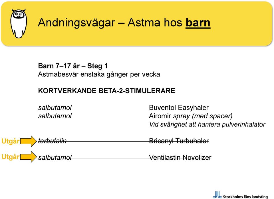 terbutalin salbutamol Buventol Easyhaler Airomir spray (med spacer) Vid