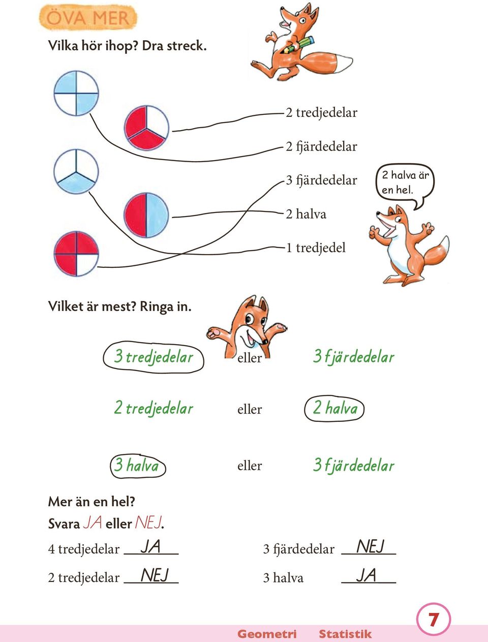 1 tredjedel Vilket är mest? Ringa in.