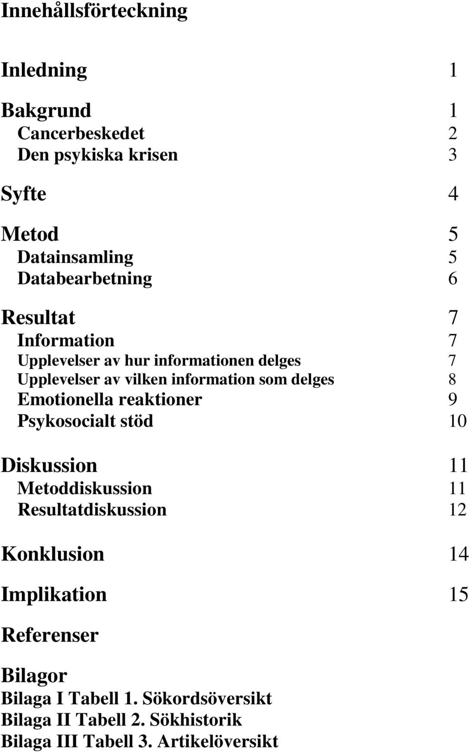 delges 8 Emotionella reaktioner 9 Psykosocialt stöd 10 Diskussion 11 Metoddiskussion 11 Resultatdiskussion 12 Konklusion 14