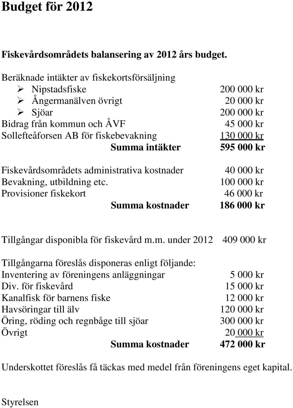 kostnader Bevakning, utbildning etc.