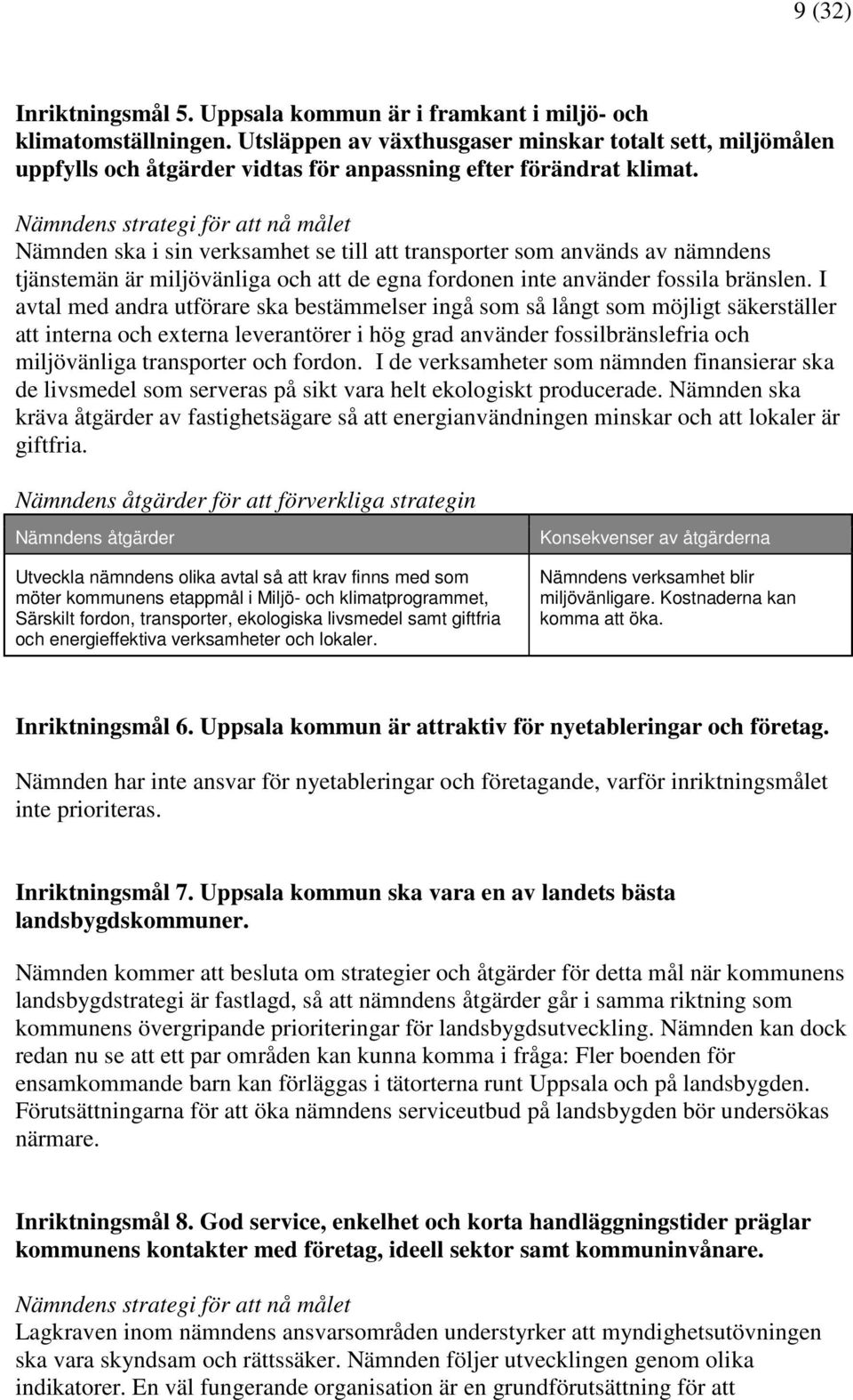 Nämndens strategi för att nå målet Nämnden ska i sin verksamhet se till att transporter som används av nämndens tjänstemän är miljövänliga och att de egna fordonen inte använder fossila bränslen.