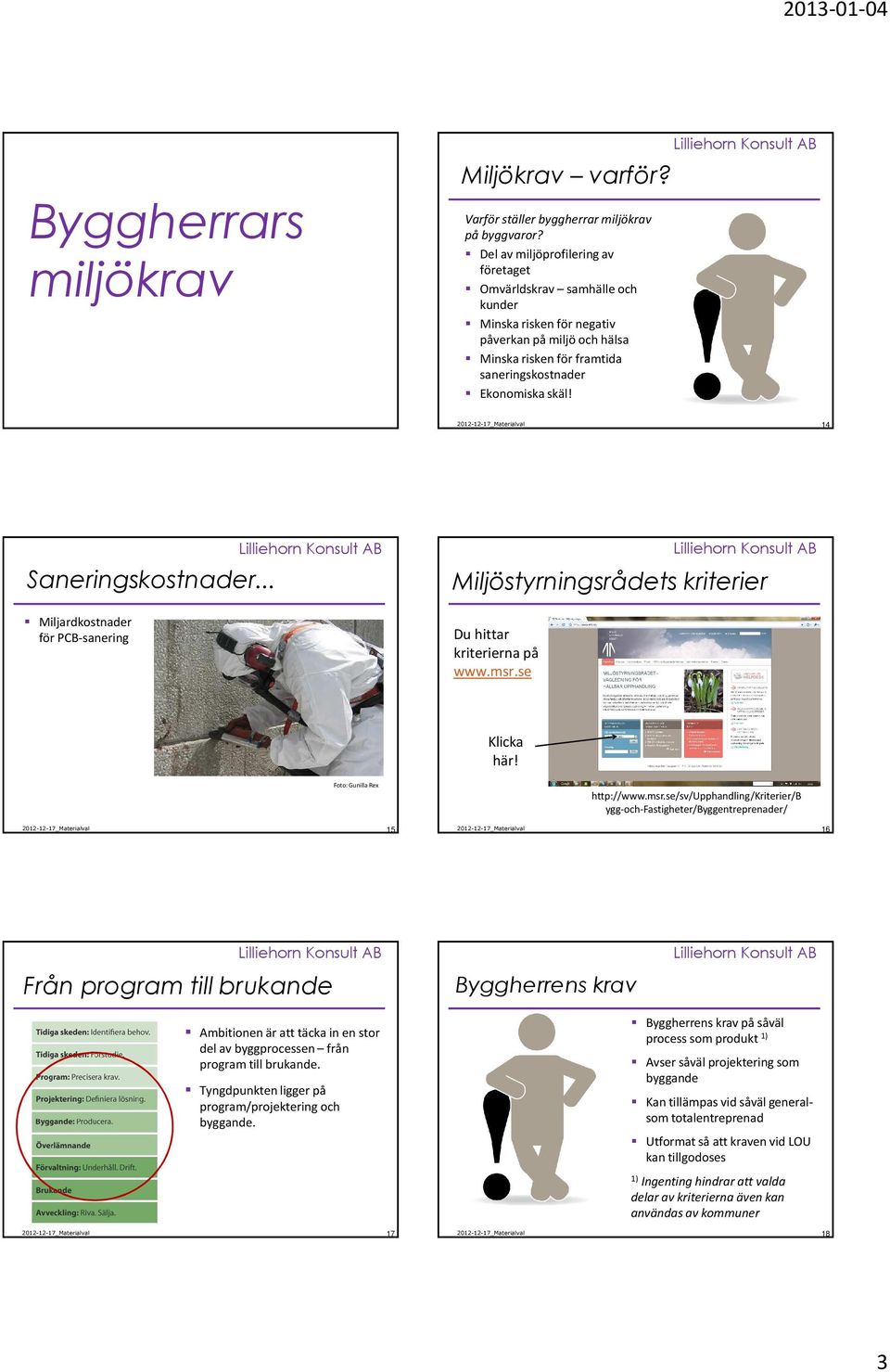 14 Saneringskostnader... Miljardkostnader för PCB-sanering Miljöstyrningsrådets kriterier Du hittar kriterierna på www.msr.